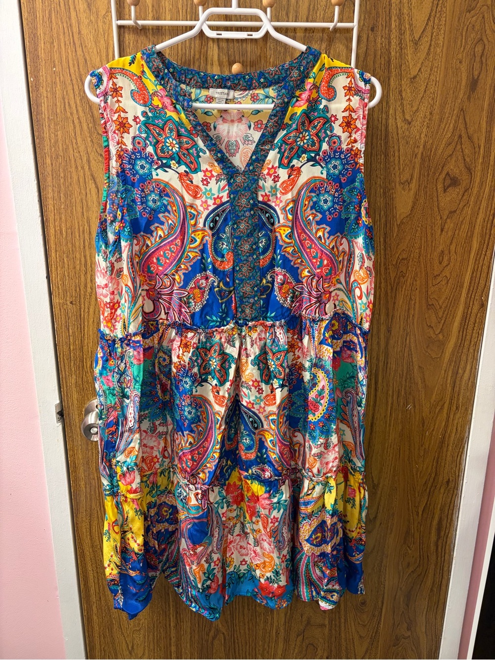 Tristan Multicolor Paisley Tiered Midi Dress